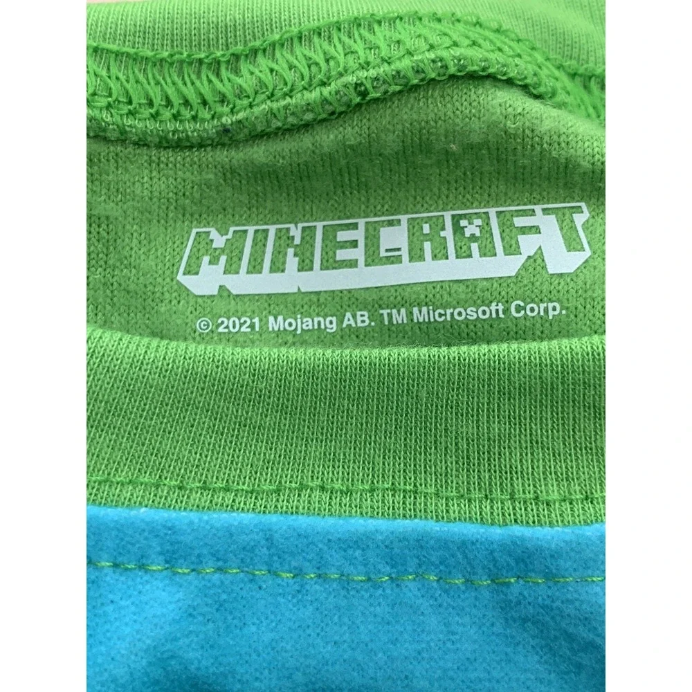Minecraft Pajama Set Boys Size 4 Green Blue New 2-Pc Flannel Creeper TNT MF369
